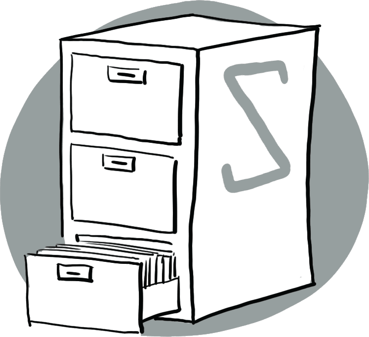 Person riding on a filing cabinet